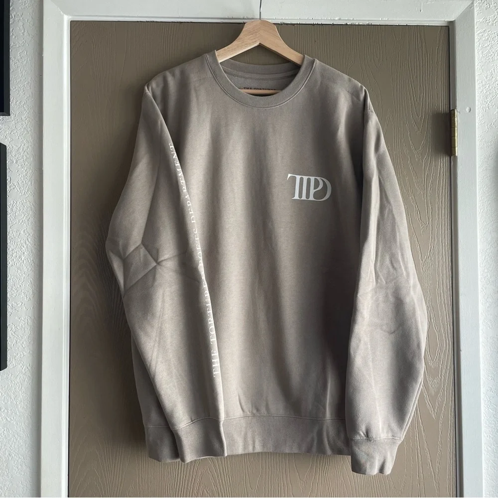 Taylor Swift The Tortured Poets Department Beige Crewneck - Size Medium - Picture 1 of 8
